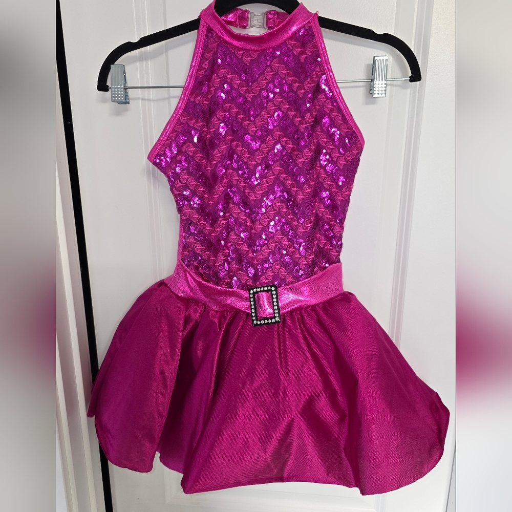 Weissman Pink Sequin Kids Dance Costume See Measurements